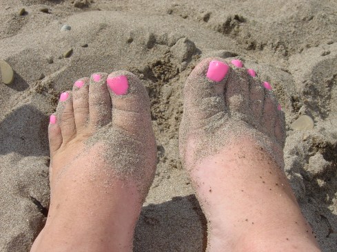 No beach vacation this time, but check out that pedicure!